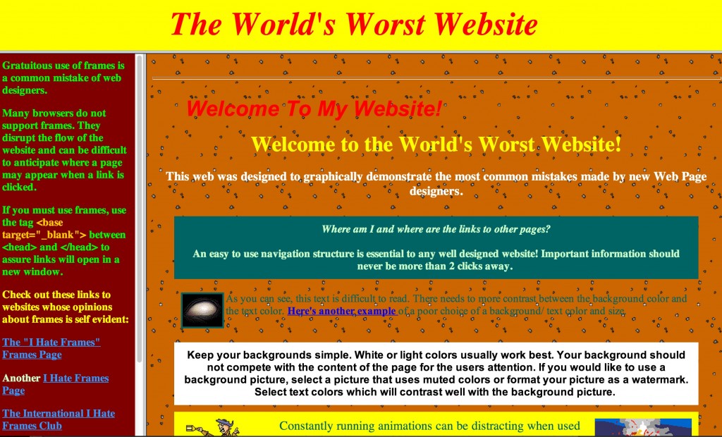 screenshot of the world&rsquo;s worst website
